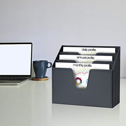 Acrimet Horizontal Triple File Folder Organizer Sorter, Letter Size, Black