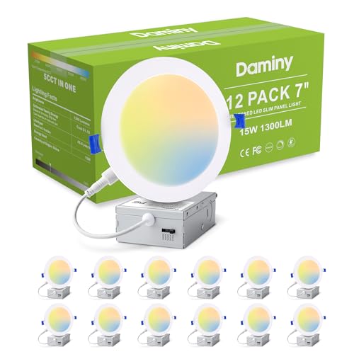 DAMINY 12 Pack 7 Inch LED Recessed Lighting, Canless Wafer Downlight - color: White, size: 7 Inch