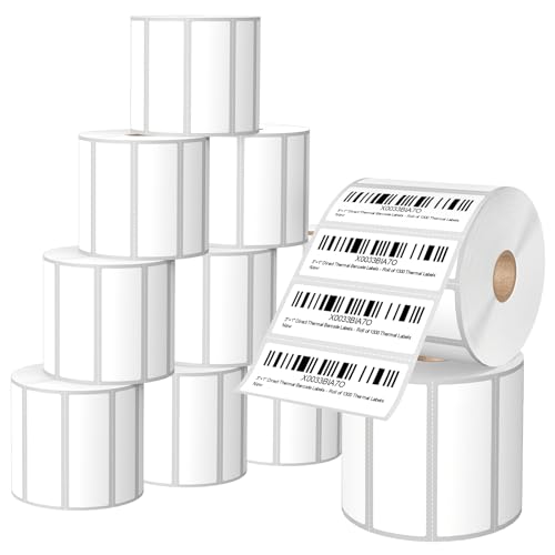 3 x 1 Inch Direct Thermal Labels, 12 Rolls, 15,600 Labels | Compatible with Zebra, Rollo and Other Desktop Direct Thermal Printers, Permanent Adhesive, Easy-Tear Perforations - size: 3" x 1"