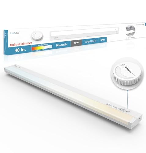 Under Cabinet Lighting Plug in or Hardwired Built-in Dimmer, 40 Inch 20W, 5CCT 2700/3000/3500/4000/5000K, Linkable Counter Lights for Kitchen, ETL Dimmable LED Light Fixture, White - color: White, size: 40 inch