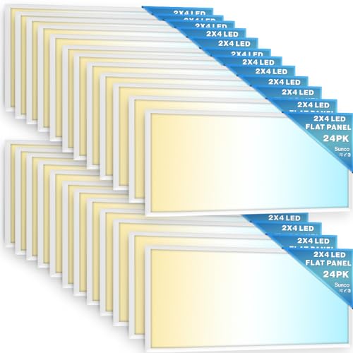 Sunco 24 Pack 2x4 LED Flat Panel Lights 3CCT Selectable, 30-50W, Dimmable - size: 2x4 (24 Pack)