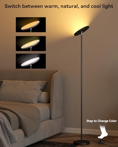 JOOFO LED Torchiere Floor Lamp with Remote, Stepless Dimmable Standing Lamp