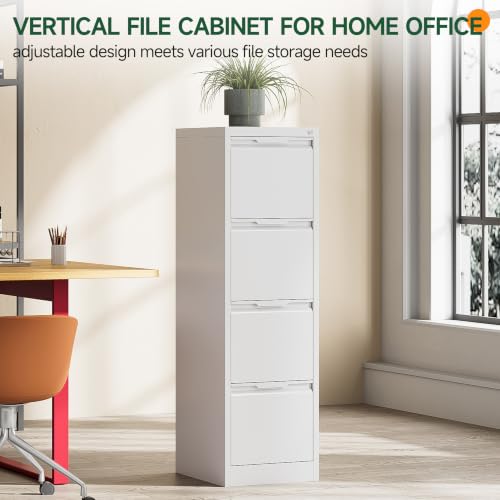 4 Drawer File Cabinet with Lock, Filing Cabinets for Home Office - color: White, size: 4 Drawer - Vertical