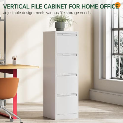 4 Drawer File Cabinet with Lock, Filing Cabinets for Home Office - color: White, size: 4 Drawer - Vertical