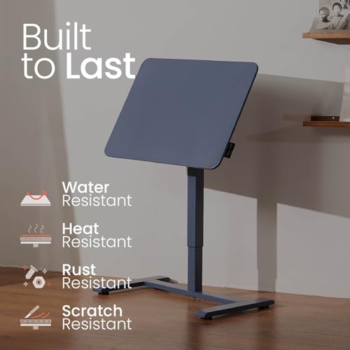 TopJob ANYDESK FOLD Mobile Standing Desk, Portable with Lockable Wheels, Foldable Stand Desk, Rolling Computer Workstations, Used for Home, Couch Side Table, Bedside Table in Bed Room Kitchen - color: Indigo
