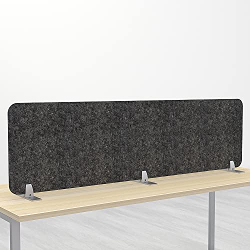 Freestanding Acoustic Desk Divider with Mount | Eco-Friendly Privacy Screen Panel | Noise Reducing Desk Partition | Tackboard Option & Easy to Install | Made from Recycled Plastic | Black | 18x71 - color: Black, size: 18" X 71"