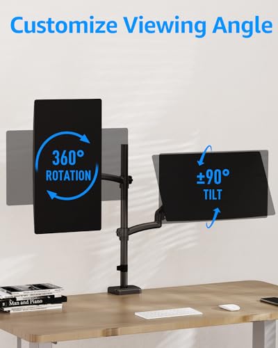 MOUNTUP Vertical Dual Monitor Mount Holds 4.4-17.6lbs, up to 32 Inch Stacked Monitor Mount with Gas Spring Arm with Clamp/Grommet Base, Dual Monitor Stand for Desk, For Home Office, VESA 75x75/100x100 - size: Dual