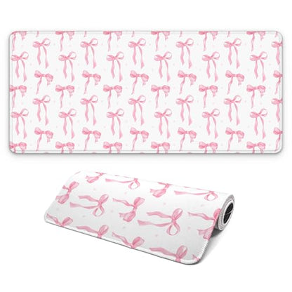 Large Computer Mouse Pad with Non-Slip Base for Desktop, Cute Gaming Mouse Mat with Stitched Edges, Long Extended Anime Mousepad for Laptop, 31.5 x 11.8 inches (Cute Ribbon Bow) - color: Cute Ribbon Bow