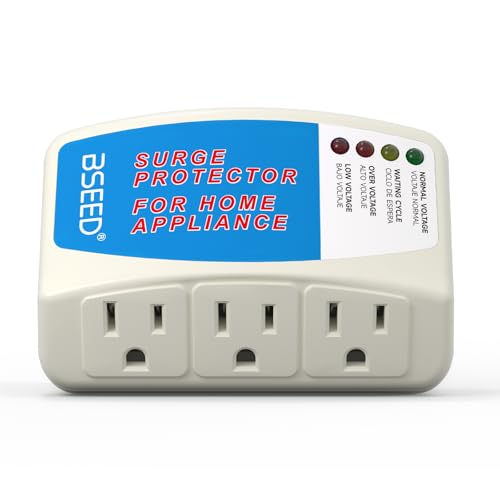 BSEED Voltage Protector, 3 Outlet Plug in Surge Protector for Home Appliance Multi Function Plug with Protection Wall Mount Power Suppressor for TV/PC/Refrigerator 125V, 1875W, 1 Pack - color: 008 1 PACK