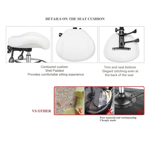 Kaleurrier Adjustable Stools Drafting Chair: with Back Support & Foot Rest | Ergonomic Design Solves Physical Discomfort and Safety Hazards Issues - Heavy Duty 400 lb Weight Capacity - for Professionals - color: White