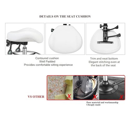 Kaleurrier Adjustable Stools Drafting Chair: with Back Support & Foot Rest | Ergonomic Design Solves Physical Discomfort and Safety Hazards Issues - Heavy Duty 400 lb Weight Capacity - for Professionals - color: White