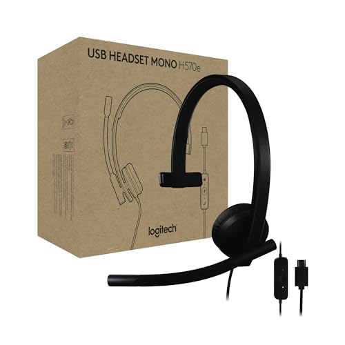 Logitech H570e USB Headset with Microphone, PC and Mac - Black | PC and Mac compatible, wired USB-C, inline controls, certified for Microsoft Teams - size: Teams, style: Mono