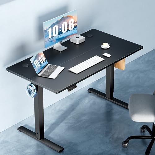 DUMOS 40 Inch Electric Standing Desk, Memory Adjustable Home Office Desk | Sit Stand Up Desk for Work Home Office,Adjustable Desk, Rising Computer Table with Splice Board,Cable Management,Hook,Black - color: Black, size: 40-Inch