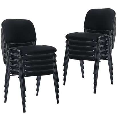 ROCITY Waiting Room Chairs Set of 10 Stackable Conference Room Chairs Mesh Office Reception Chair for Guest School Breakroom Banquet Church Lobby (Mesh-Cushion,Black,10PCS - size: 10PCS