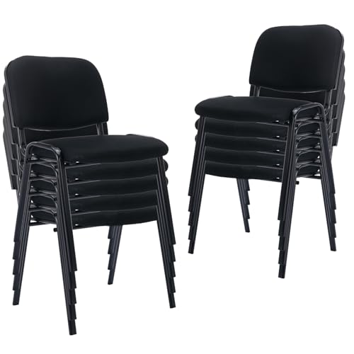 ROCITY Waiting Room Chairs Set of 10 Stackable Conference Room Chairs Mesh Office Reception Chair for Guest School Breakroom Banquet Church Lobby (Mesh-Cushion,Black,10PCS - size: 10PCS