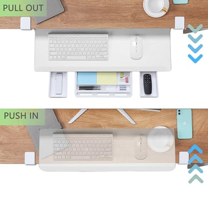 ETHU Keyboard Tray Under Desk, Pull Out Keyboard & Mouse Tray with C-clamp, Ergonomic Desk Keyboard Tray Slide Out, Pull Out Platform Drawer for Home and Office(White) - color: White