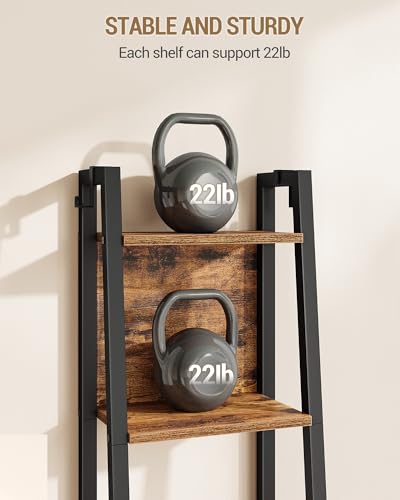 Hzuaneri Ladder Shelf, 7 Tier Narrow Bookshelf with 2 Back Panels | Corner Storage shelf with 2 Hooks, for Home Office, Living Room and Bedroom,12.2"D x 12.2"W x74.2''H,Rustic Brown BC31701B - size: 12.2"D x 12.2"W x 74.2"H