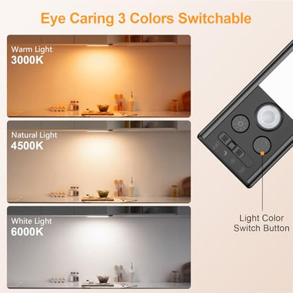 Gritin 10.2inch Under Cabinet Lighting Rechargeable 2 Pack - color: Black, size: 10.2 inch