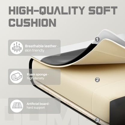 DUMOS Ergonomic Gaming Chair with Footrest, Computer Video Game Chair | Comfy Headrest, Height Adjustable, Linkage Armrests, PU Leather, 360° Swivel Recling, Black White - color: Black White, size: PU Leather 27"D x 25"W x 52"H