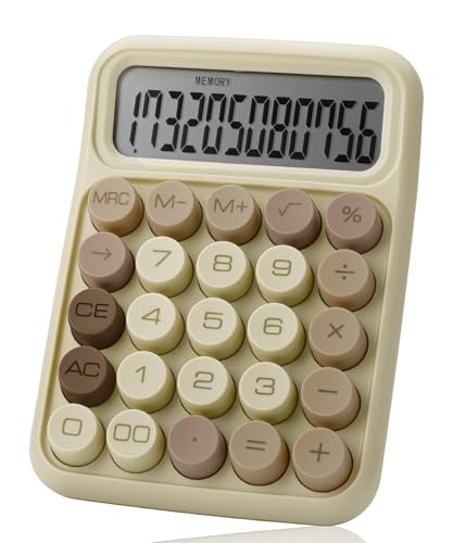 Mr. Pen- Mechanical Switch Calculator, 12 Digit Large LCD Display | Khaki Cream with Big Buttons, Mechanical Switch Calculator for Home, School, Office - color: Khaki Cream