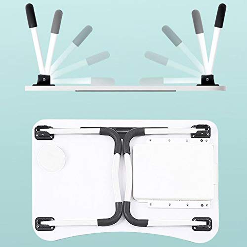 23.6'' Ergonomic Lap Desk with Storage Drawer & Cup Holder, Foldable Laptop Bed Table for Home Office, Gaming, Writing, Breakfast - Lightweight, Portable, Fits 18'' Laptops (White) - color: White