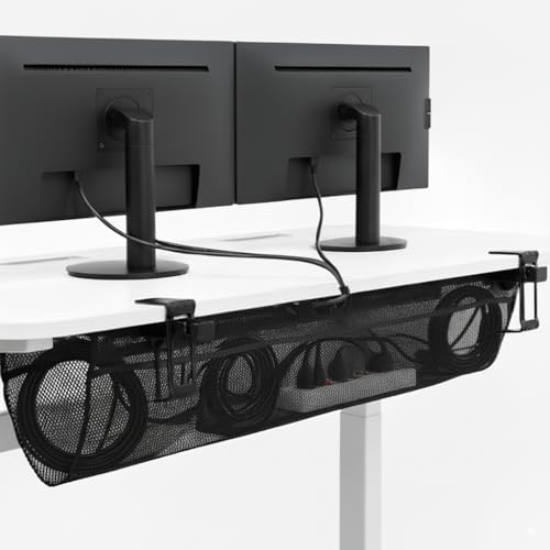 VIVO Black Clamp-on 44 in Mesh Net Cable Management Holder, DESK-AC44MH - size: 44"