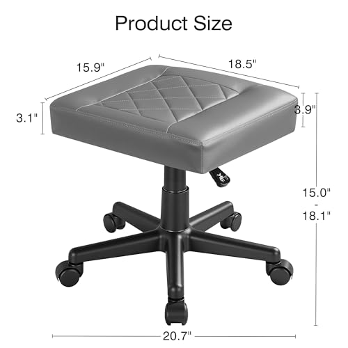 VECELO Under Desk Footrest, PU Ergonomic Foot Rest with Wheels, Comfort Padding, Height Adjustable for Relieving Leg Pain, Stiffness, and etc, Gray - color: Gray