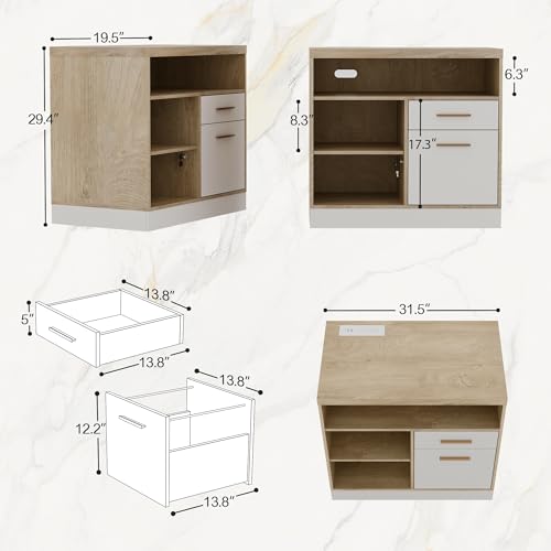 ModernMate Electric Standing Desk with 2-Drawer File Cabinet, Adjustable Height Executive Desk, Home Office Workstation with A Engineered Wood 1.18" Solid Desktop, Built-in Outlets, White Walnut - color: White Walnut