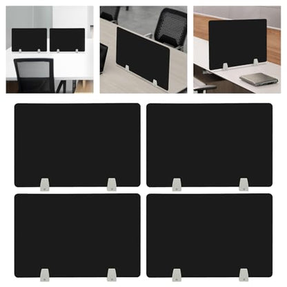 4PCS Desk Dividers Office Partitions, Privacy Desk Panel Protective, Acrylic Plexiglass Shield with Clamps for Offices Schools Call Centers - 23.6”L X15.8”W - color: Black