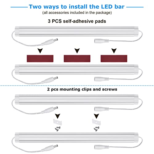 Litever Kitchen Under Cabinet LED Lighting Kit, Super Bright, 6 PCS 12 Inches Light Bars, Plug-in or Hardwire Power Adapter, 31W 2000 Lumen, for Cabinet Counter Shelf Workbench (Daylight White 5000K) - color: White Cable-Daylight White 5000K