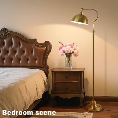 Bright Reading Floor Lamp with Remote and Bluetooth Dimming - color: Gold Remote Dimming