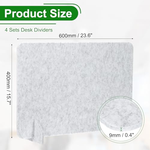 PATIKIL Desk Divider, 4 Set 24 x 16 Inch Acoustic Freestanding Desk Divider Desk Privacy Panel with 8 Pcs Support Feet for Library Office Workstation,Light Grey - color: Light Gray