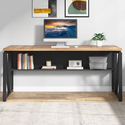 Tribesigns 63" Executive Desk with Reversible File Cabinet, Large L-Shaped Office Desk with Drawers, Business Furniture Workstation for Home Office - color: Walnut