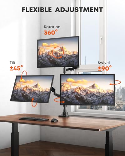 Triple Monitor Mount for up to 32’’ Ultrawide Screens, Heavy Duty,Black