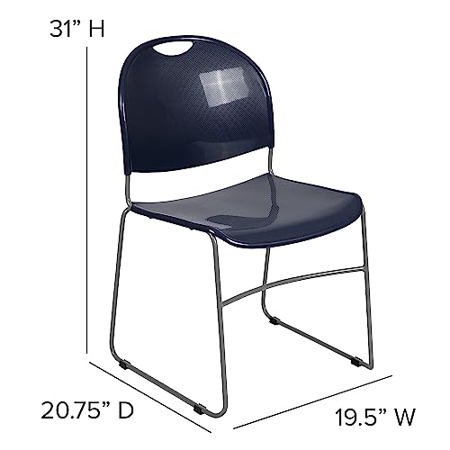 Flash Furniture Hercules Stack Chair, Navy, 5-Pack | Powder Coated, 880 LBS. Weight Capacity - color: Navy Plastic/Silver Frame, size: Set of 5
