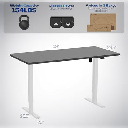 VIVO Black 60 x 30 in Standing Desk, DESK-KIT-0W6B - color: Black Top / White Frame, size: 60 x 30 inch