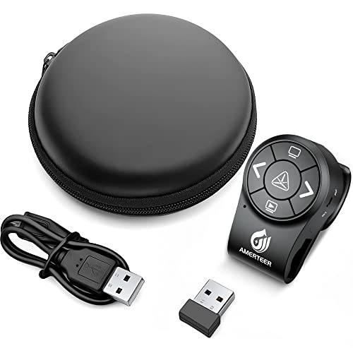 AMERTEER Wireless Presentation clicker for PowerPoint Presentations, RF 2.4GHz Finger Ring Remote, PPT Slides Clicker Pen Rechargeable - size: RF