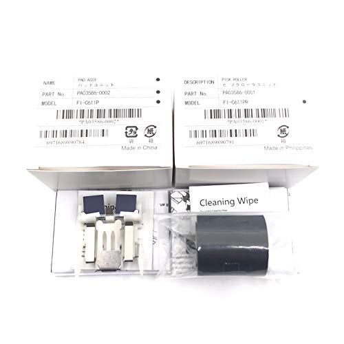 1SET X PA03586-0001 PA03586-0002 Consumable Kit Pick Roller + Pad Assy Assembly Pickup Roller Separation Pad Compatible with Fujitsu S1500 S1500M fi-6110 N1800