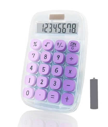 Deskboard Buddy with Calculator, Mechanical Calculator(Purple) | Large LCD Display 8 Digit Tilt Screen and Big Button for Teachers Students Basic Office - color: T - Purple