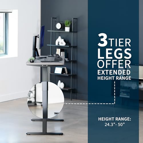 VIVO Dark Gray 60 x 24 in Standing Desk, DESK-KIT-2B6G - color: Dark Gray Top / Black Frame, size: 60 x 24