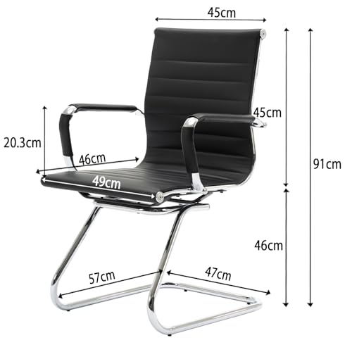 HNY 2-Pack PU Leather Office Guest Chairs - color: Black, size: 2 PCS