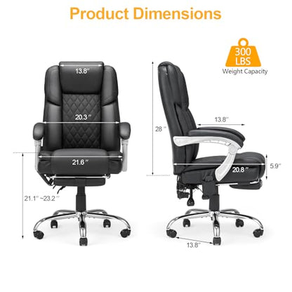 HOMREST Heated Massage Executive Office Chair with Footrest, Black - color: Black