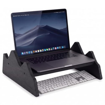 Wenqik Solid Pine Wood Laptop Riser, 14.2" Wooden Laptop Stand for Desk - style: Mountains Design
