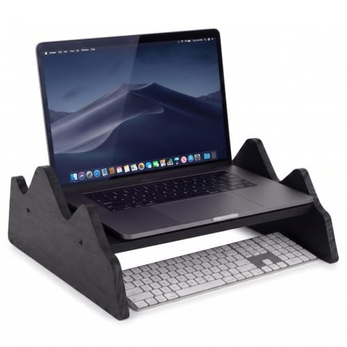 Wenqik Solid Pine Wood Laptop Riser, 14.2" Wooden Laptop Stand for Desk - style: Mountains Design