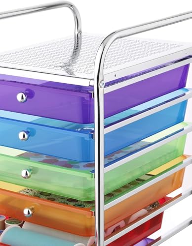 Whitmor 10 Drawer Rolling Craft Storage Cart, Plated Metal Frame for Crafting, Sewing, Crafts, Office, Home Storage,15.25“L x 13.50"W x 35.25"H, Chrome