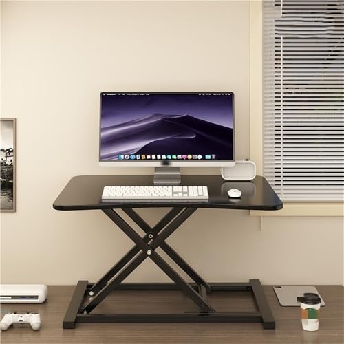 Gas Spring Assist Desk Risers for Monitors, Standing Desk Converter(Black) | Height Adjustable Monitor Stand, Large Keyboard Stand for Desktop, Desktop Riser for Home Office - color: Black
