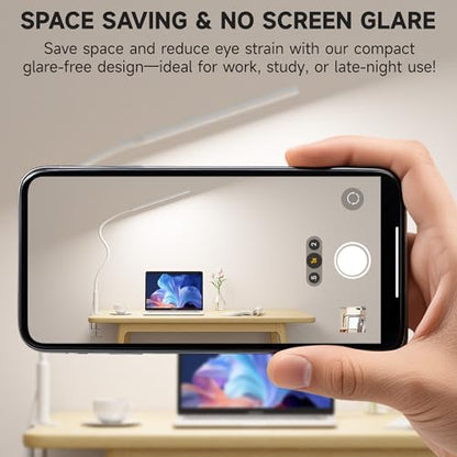 Desk Lamp with Clamp for Home Office, 3 Colors Stepless Dimming for Puzzle - color: White Pro