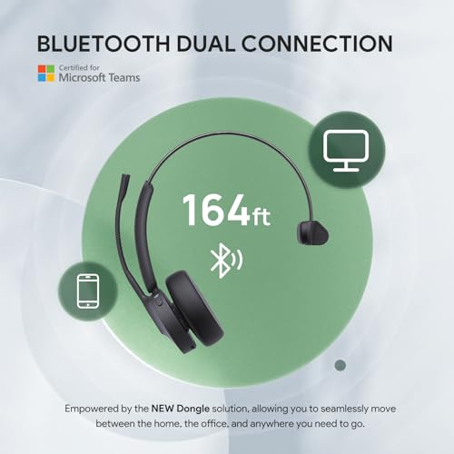 Yealink BH70 Mono Bluetooth Teams Headset with AI Mic for Work from Home PC - color: Black (Teams), style: Mono (USB-C to A)