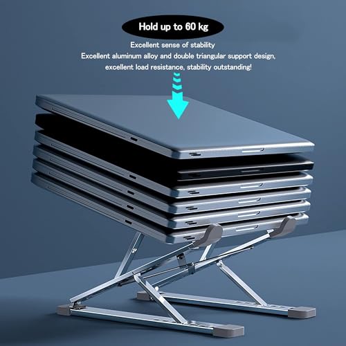 Laptop Stand for Desk, Adjustable Computer Riser with Dual Layer, Portable Foldable Aluminum Notebook Stand Holder Compatible with 13.3-17.3 inch MacBook Dell HP Lenovo, Black - color: Double layer-Black
