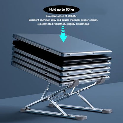 Laptop Stand for Desk, Adjustable Computer Riser with Dual Layer, Portable Foldable Aluminum Notebook Stand Holder Compatible with 13.3-17.3 inch MacBook Dell HP Lenovo, Silver - color: Double layer-Silver